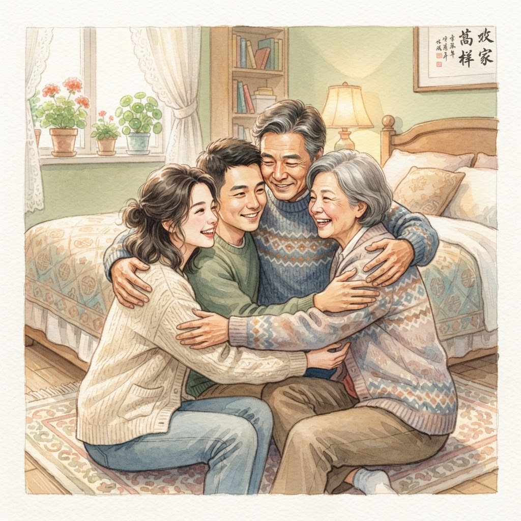父子和他們的妻子一起玩
